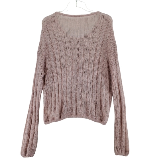 Free People Knit Sweater Top XS Angel Soft Frappucino Latte Mauve Drop Shoulder - Picture 12 of 12